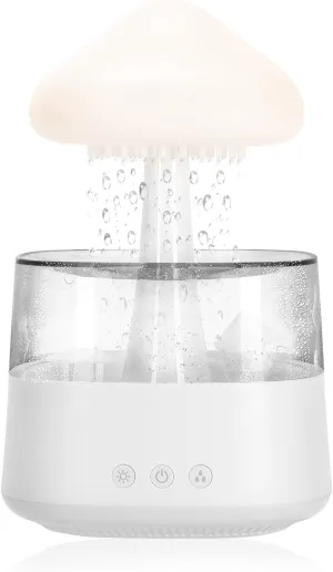 The Artment Your Artistic Apartment Nimbus Rain Cloud Humidifier | Essential Oil Diffuser Humidifier Desk Fountain Bedside Sleeping Relaxing Mood Water Drop Sound - White (Pack of 1)