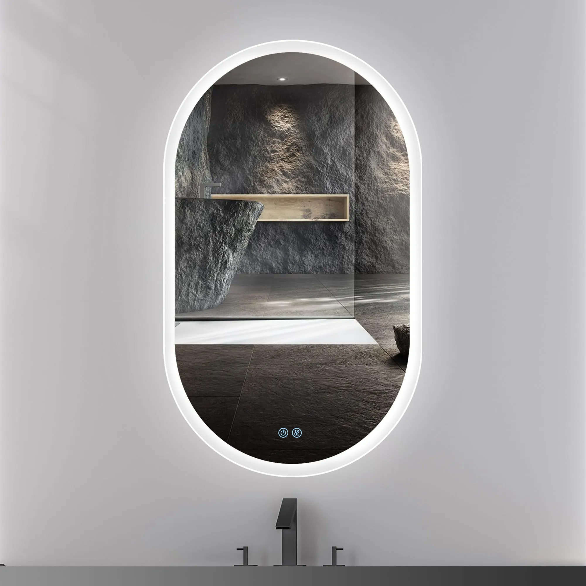 Three-color Smart Bathroom Mirror with Light, Frameless Smart Vanity Mirror Hanging Vertically