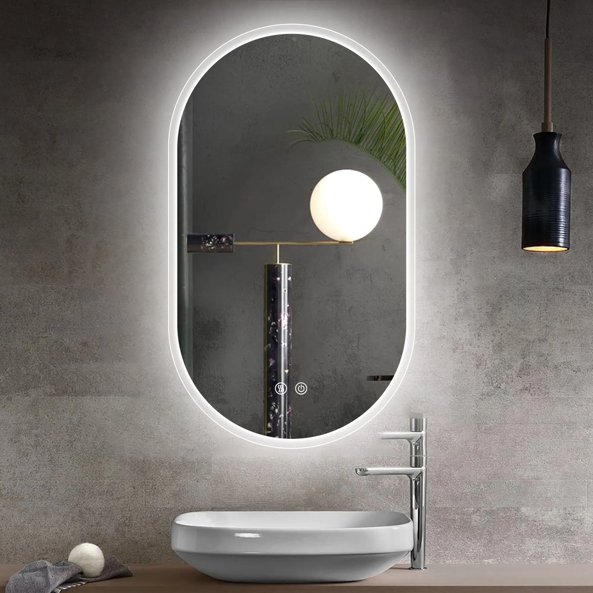 Three-color Smart Bathroom Mirror with Light, Frameless Smart Vanity Mirror Hanging Vertically