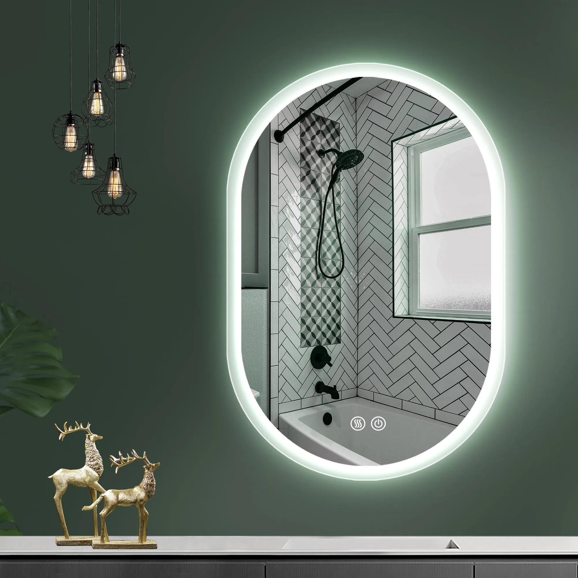 Three-color Smart Bathroom Mirror with Light, Frameless Smart Vanity Mirror Hanging Vertically