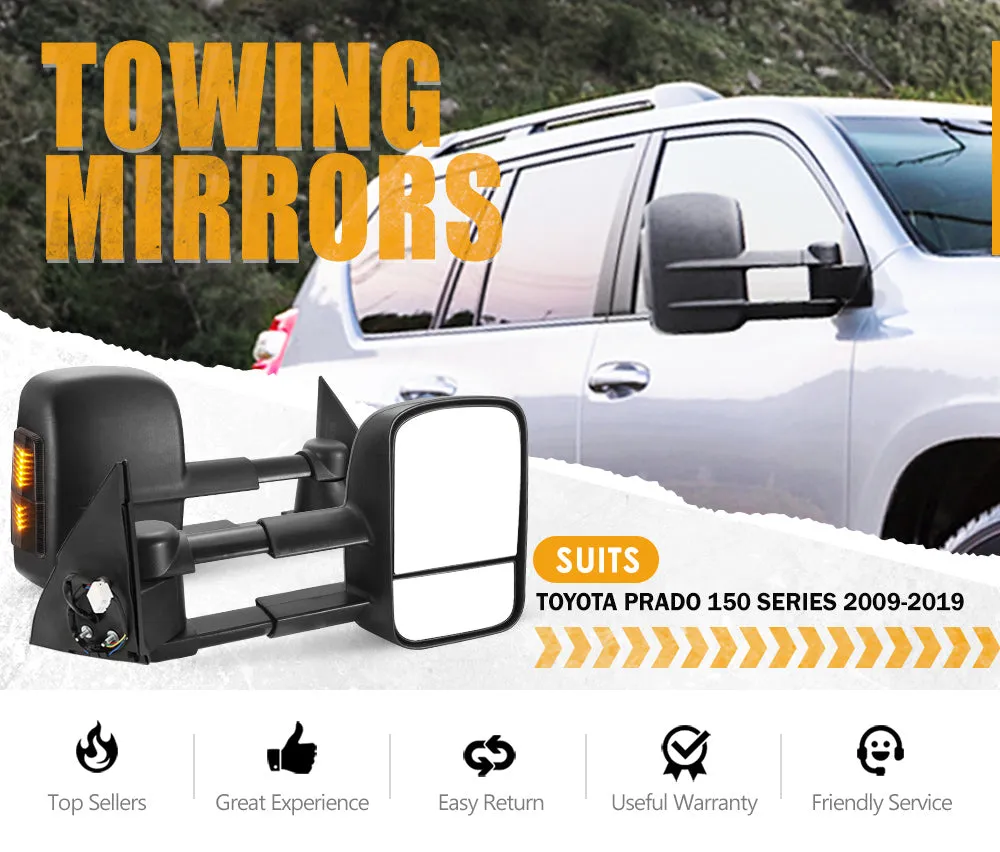 Towing Extendable Mirrors for Toyota Prado 150 Series Wagon 11/2009 – 2019