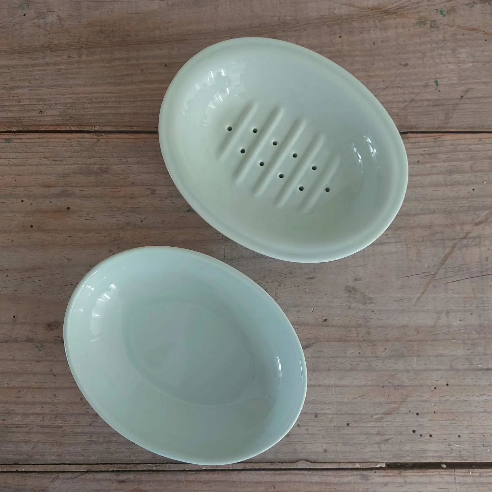 Two Part Ceramic Soap Dish - Sage