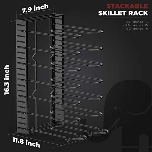 Vdomus Pot Rack Organizer Black Adjustable Height 8 Pots Holder