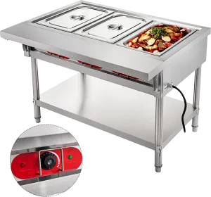 Vevor Commercial Electric Food Warmer 3 Pan Steam Table 18QT 1500W New