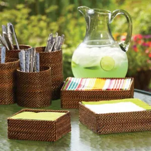 Woven rattan small square baskets